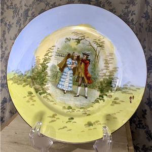 Vintage Limoges China France Hand-Painted Plate Courting Couple Chambon